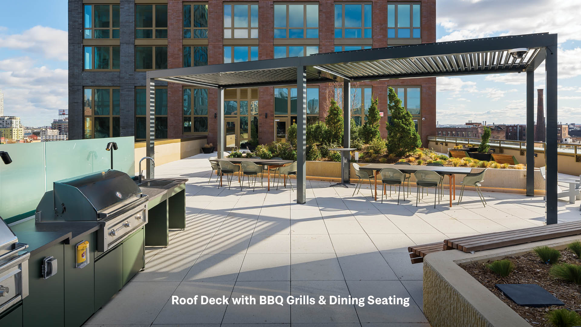 Roof Deck with BBQ Grills & Dining Seating