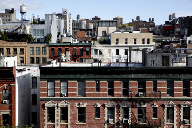 High up views of SoHo district in New York City.