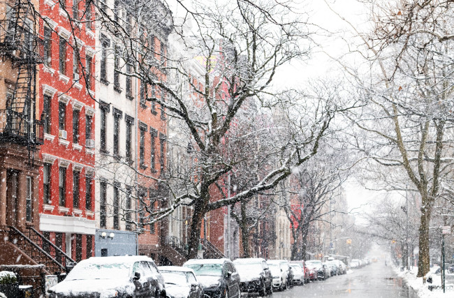 NYC street in winter