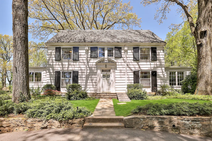 A white Colonial house in Fieldston the Bronx