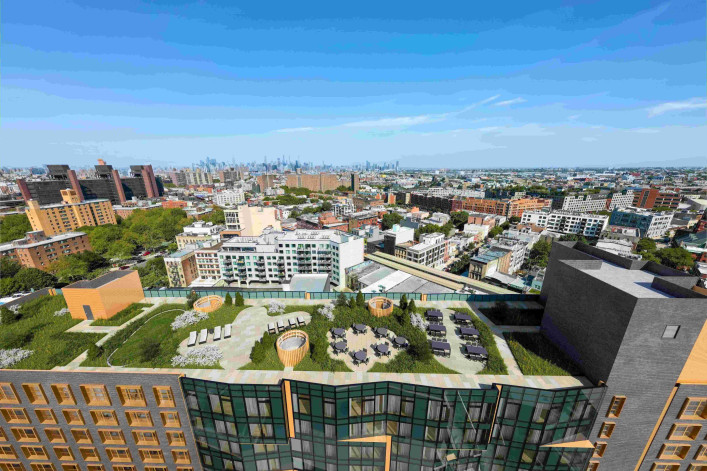 A rendering of the 11-story building at 1100 Myrtle Avenue in Bed-Stuy, Brooklyn.