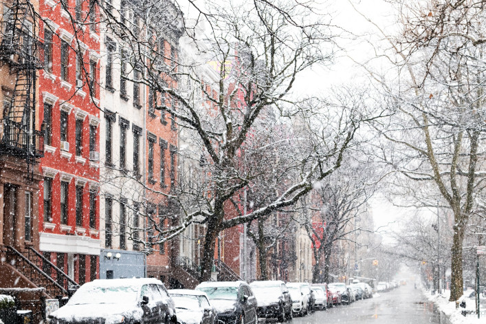 NYC street in winter