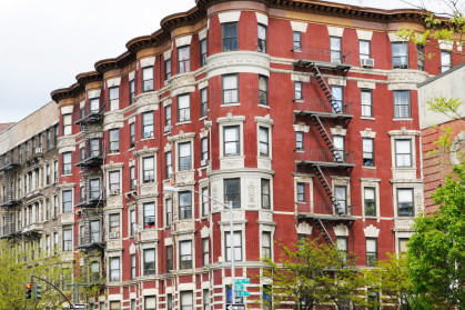 Red brick apartment building Harlem NYC