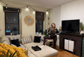 Rachel in her Hell's Kitchen apartment