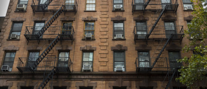 Apartments with a fire escape in NYC.