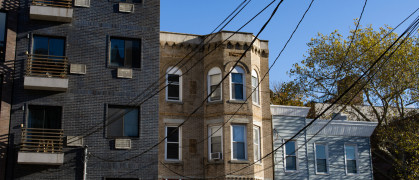 Old Homes and Apartment Buildings in Astoria Queens of New York City stock photo