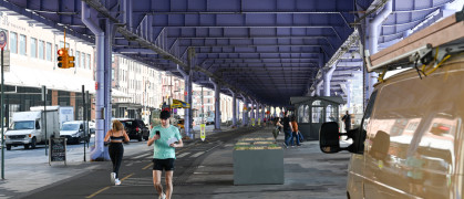 FDR Drive underpass and the South Street Viaduct in Manhattan, New York City.