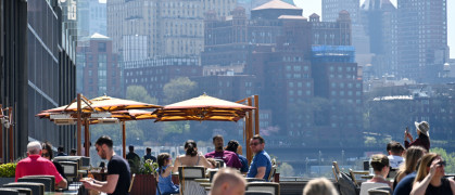 South Street Seaport - Pier 17 in Lower Manhattan, Brooklyn skyline in the background