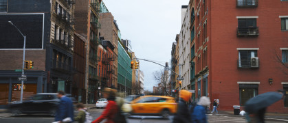 Rainy day in the Noho section of Manhattan